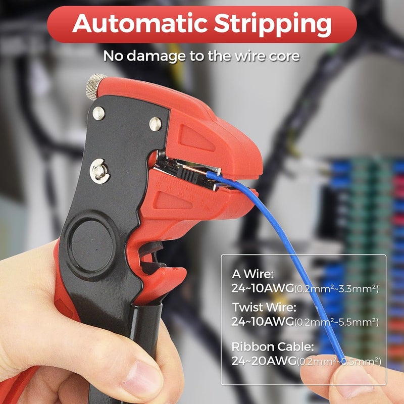 WGGE Automatic Wire Stripper and Cutter, 2 IN 1 Wire Stripper Tool, Adjustable 10-24 AWG Electrical Cable Wire Stripping Tool for Electronic and Automotive Repair, Eagle Nose Pliers (7-Inch) - Image 3
